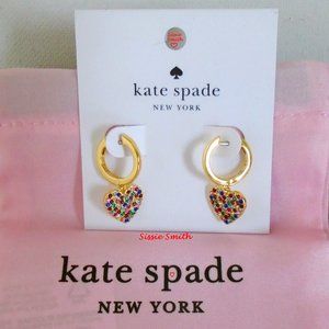 ♠️ Kate Spade ♠️ "Yours Truly" Rainbow Pave Heart Drop Earrings